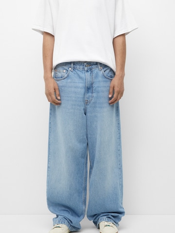 Pull&Bear Wide leg Jeans in Blue: front