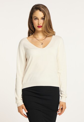 faina Strickpullover in Weiß: Vorderseite