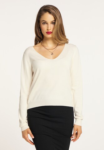 Pullover di faina in bianco: frontale