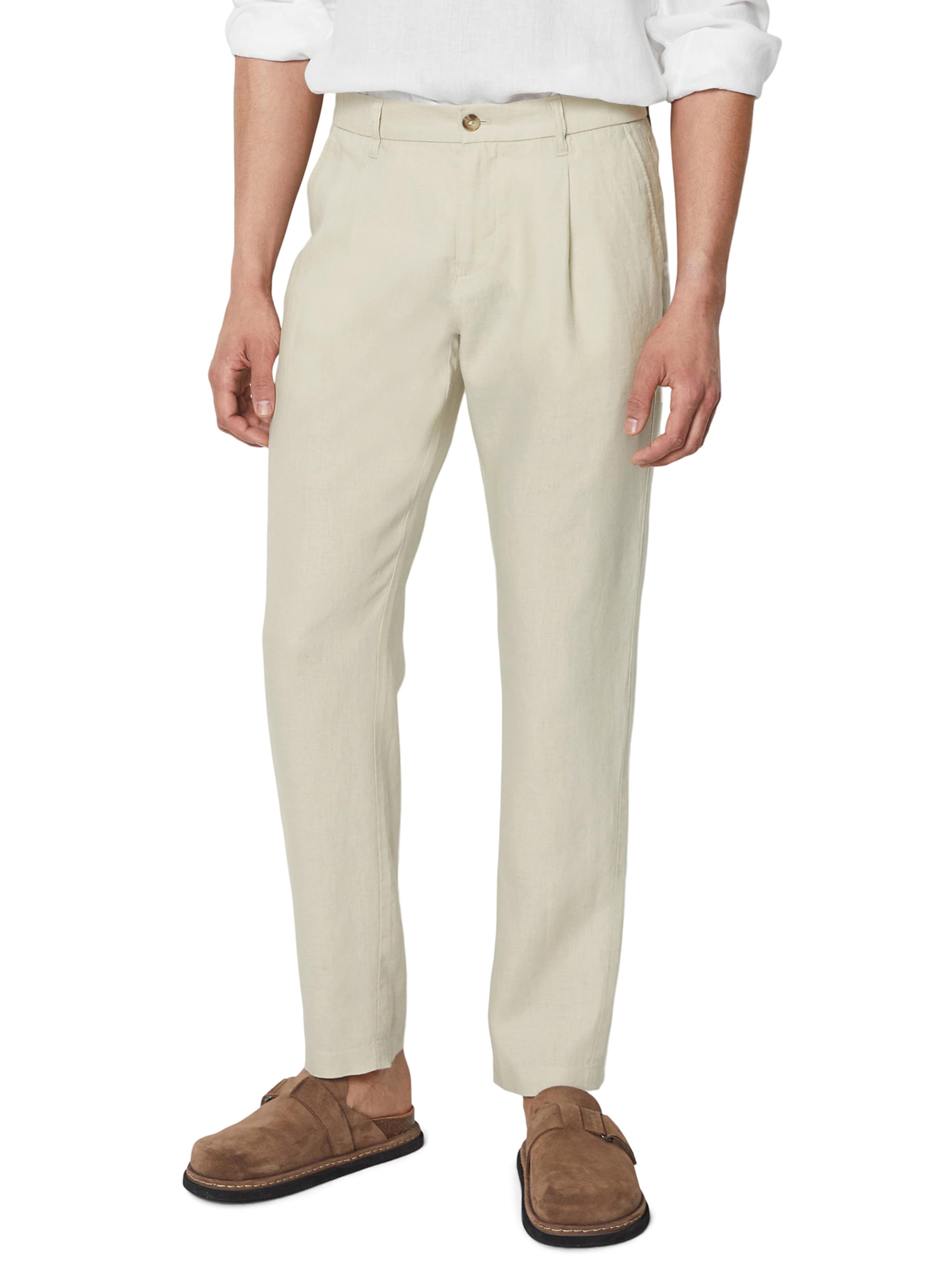 Marc O'Polo - Regular Calças com pregas 'Osby' em cinzento: frente