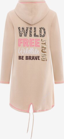 Zwillingsherz Sweat jacket 'Be Brave Everyday' in Beige