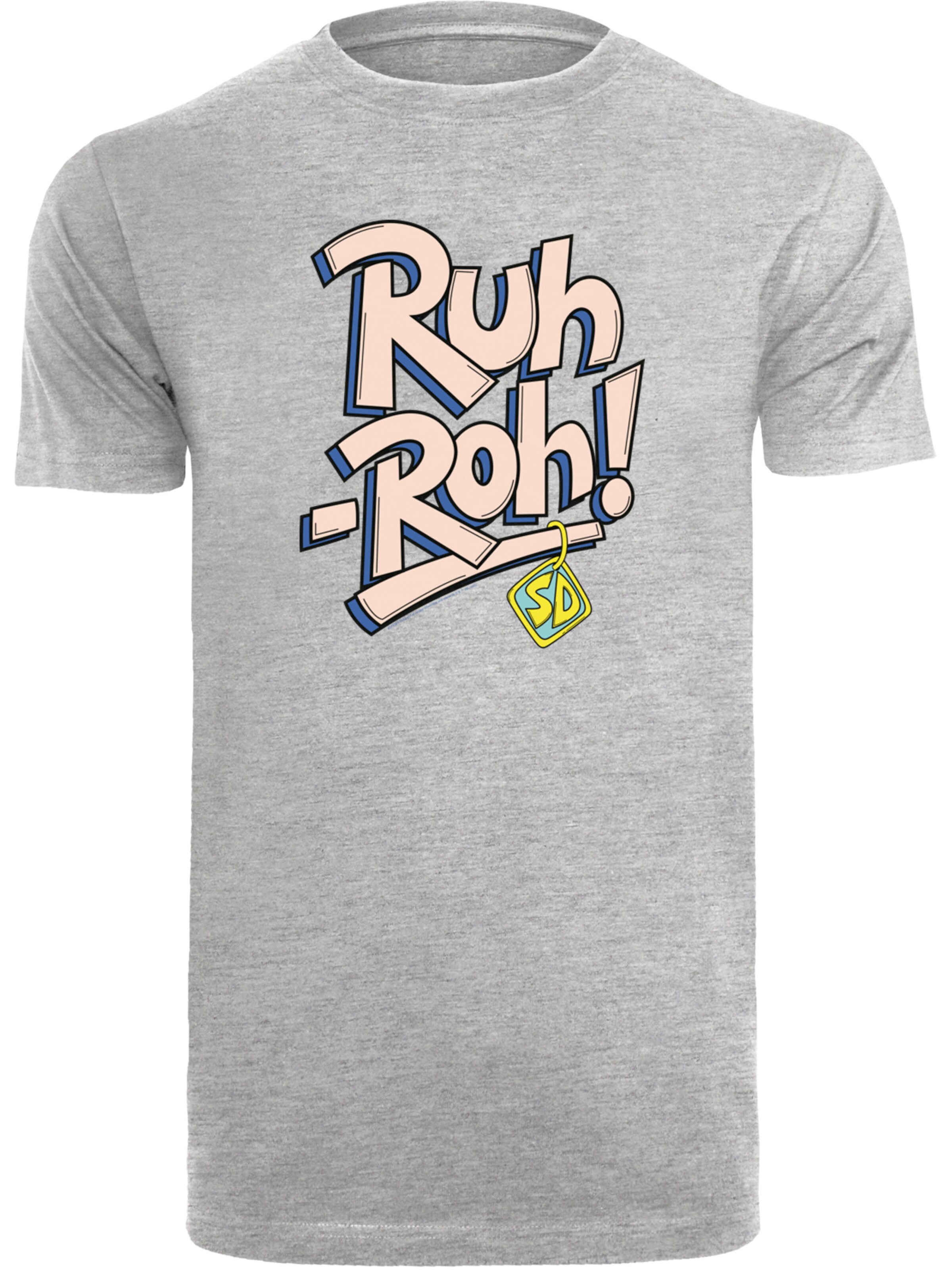 F4NT4STIC Shirt 'Ruh-Roh Dog Tag' in Grey: front