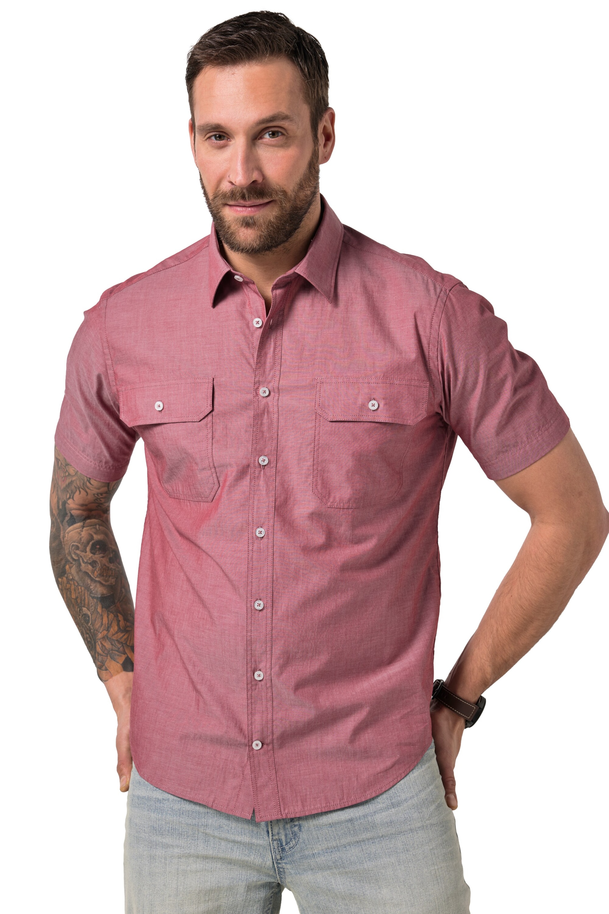 JP1880 Regular Fit Hemd in Rot: Vorderseite