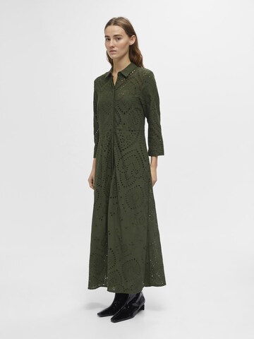 OBJECT Shirt Dress 'Broderie Anglaise' in Green