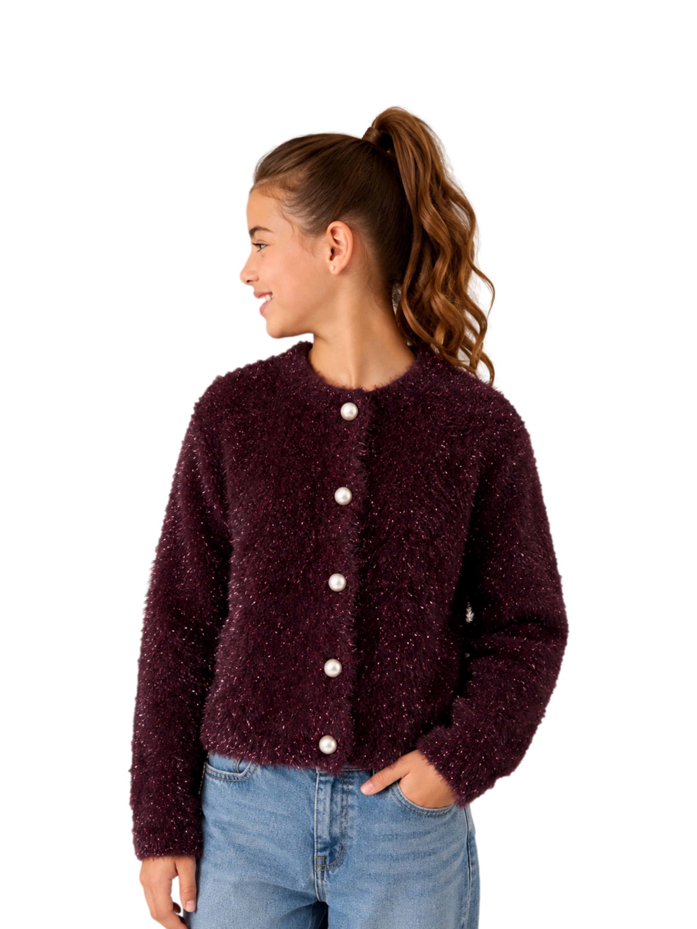 ONLY GIRLS Gebreid vest 'KMGPiumo' in Lila: voorkant