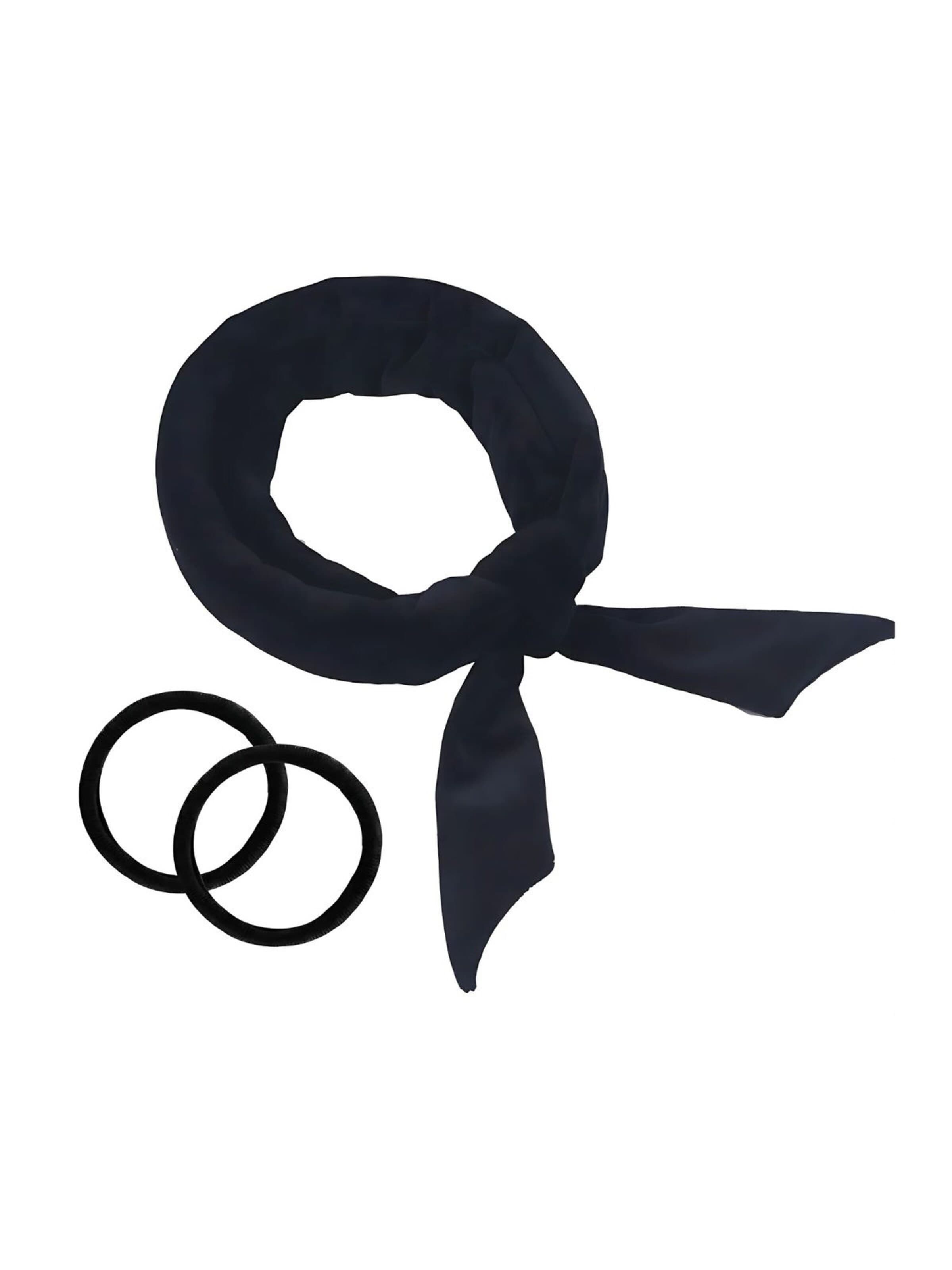 soho Hair accesoires - Joyería para el pelo 'Heatless Curler Set – Velour Headband & Satin Bonnet for Overnight Curls (Black, 9-Piece)' en negro
