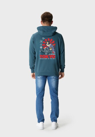 Oldskull Sweatjacke 'Asian Neon DJane Logo Graphic' in Blau