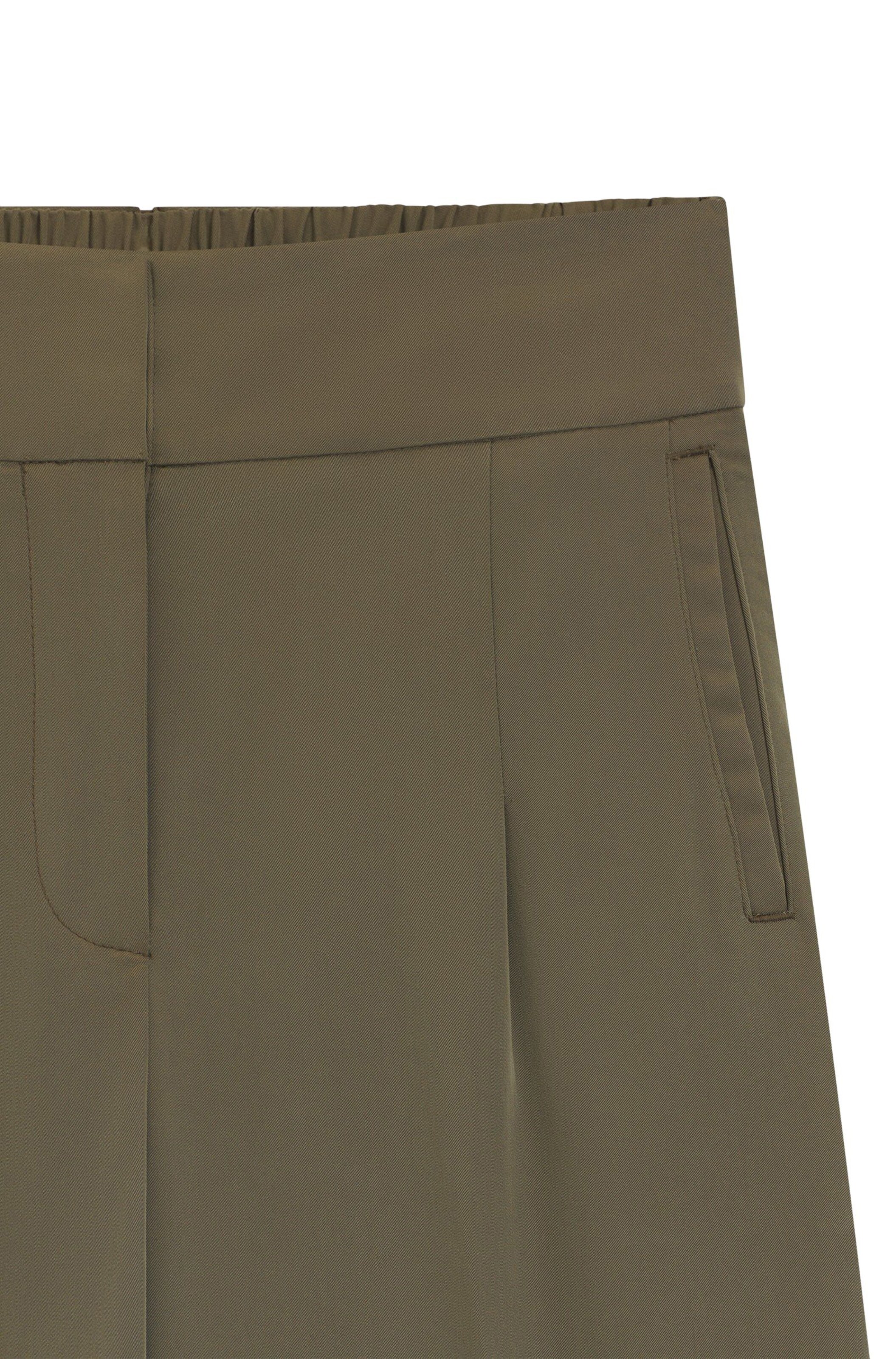 BOSS Wide leg Pleated Pants 'Tarima' in Green