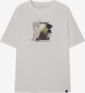 T-Shirt Pull&Bear en blanc : devant