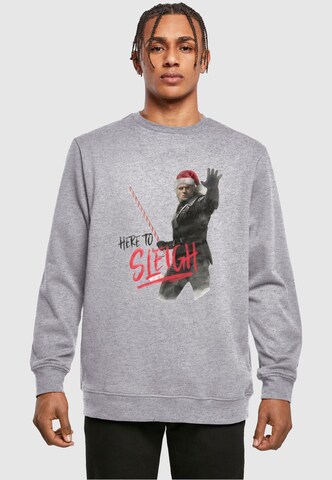 ABSOLUTE CULT Sweatshirt 'Witcher - Here To Sleigh' in Grey: front