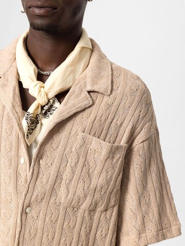 VAMOS CLO Comfort fit Button Up Shirt 'Marshall' in Beige
