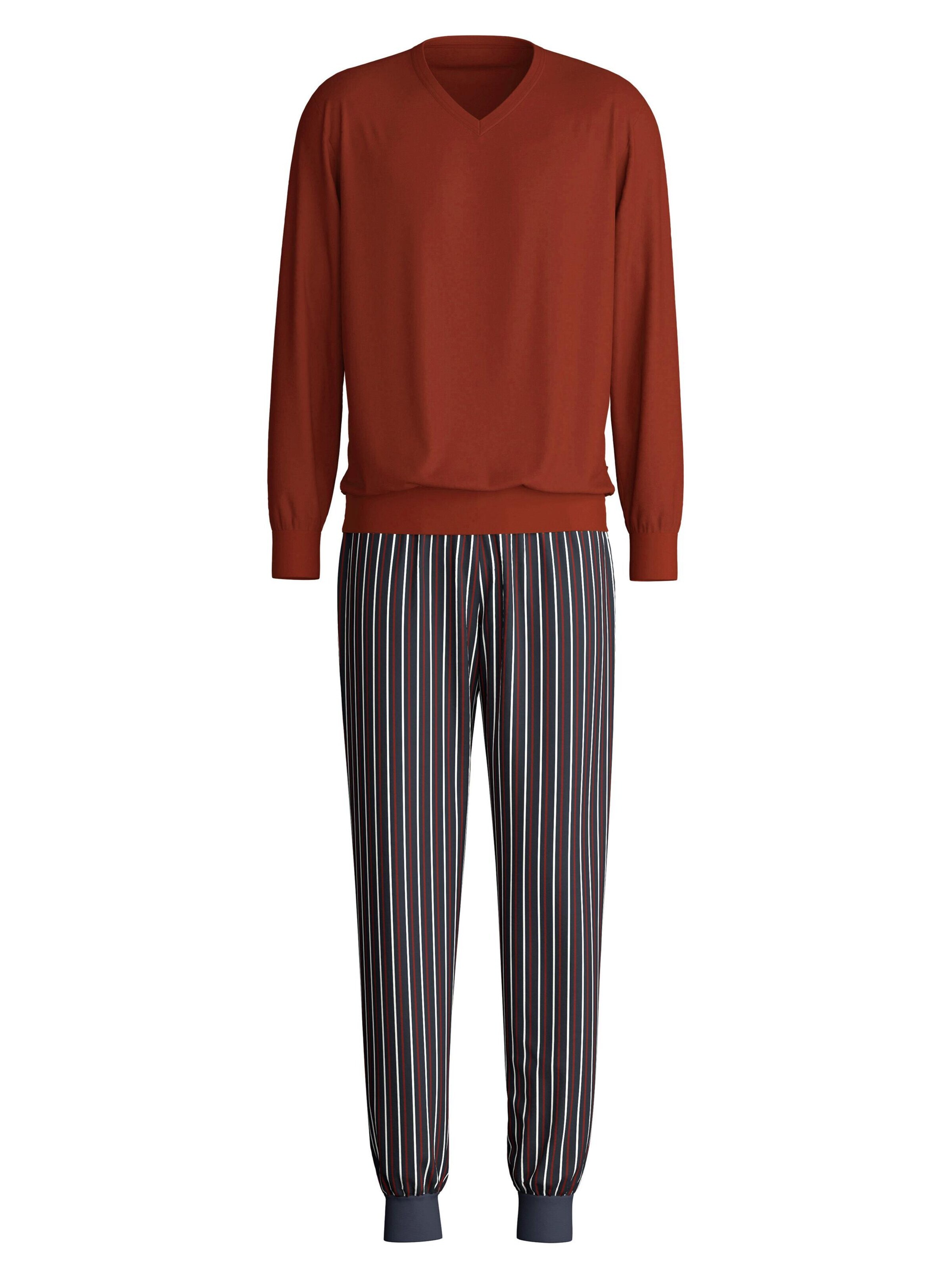 CALIDA Long Pajamas 'Cotton Special' in Red: front