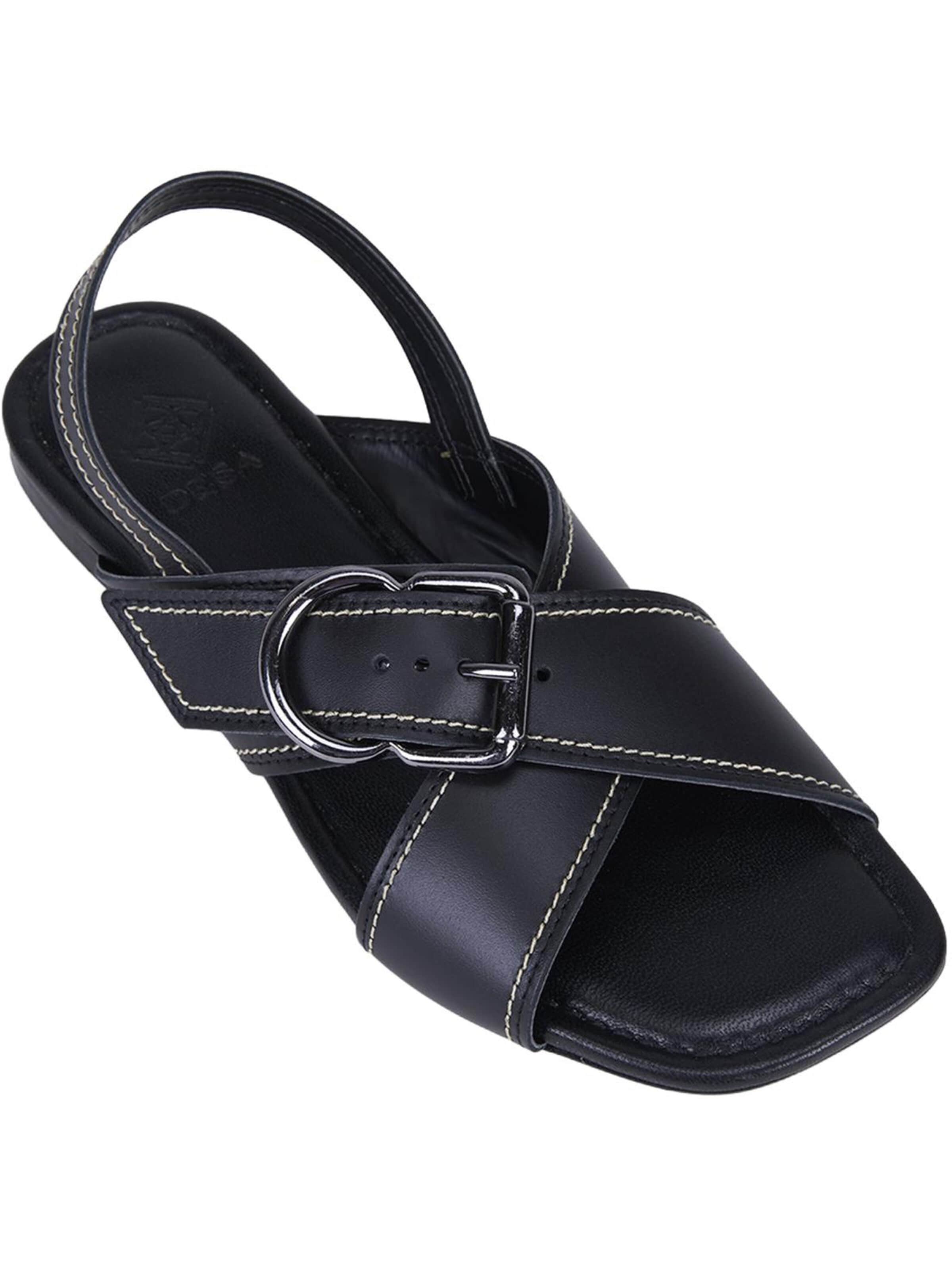 Desa Sandals 'Sandalen mit gekreuzten Riemen' in Black: front