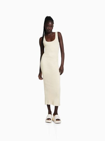 Bershka Knitted dress in Beige