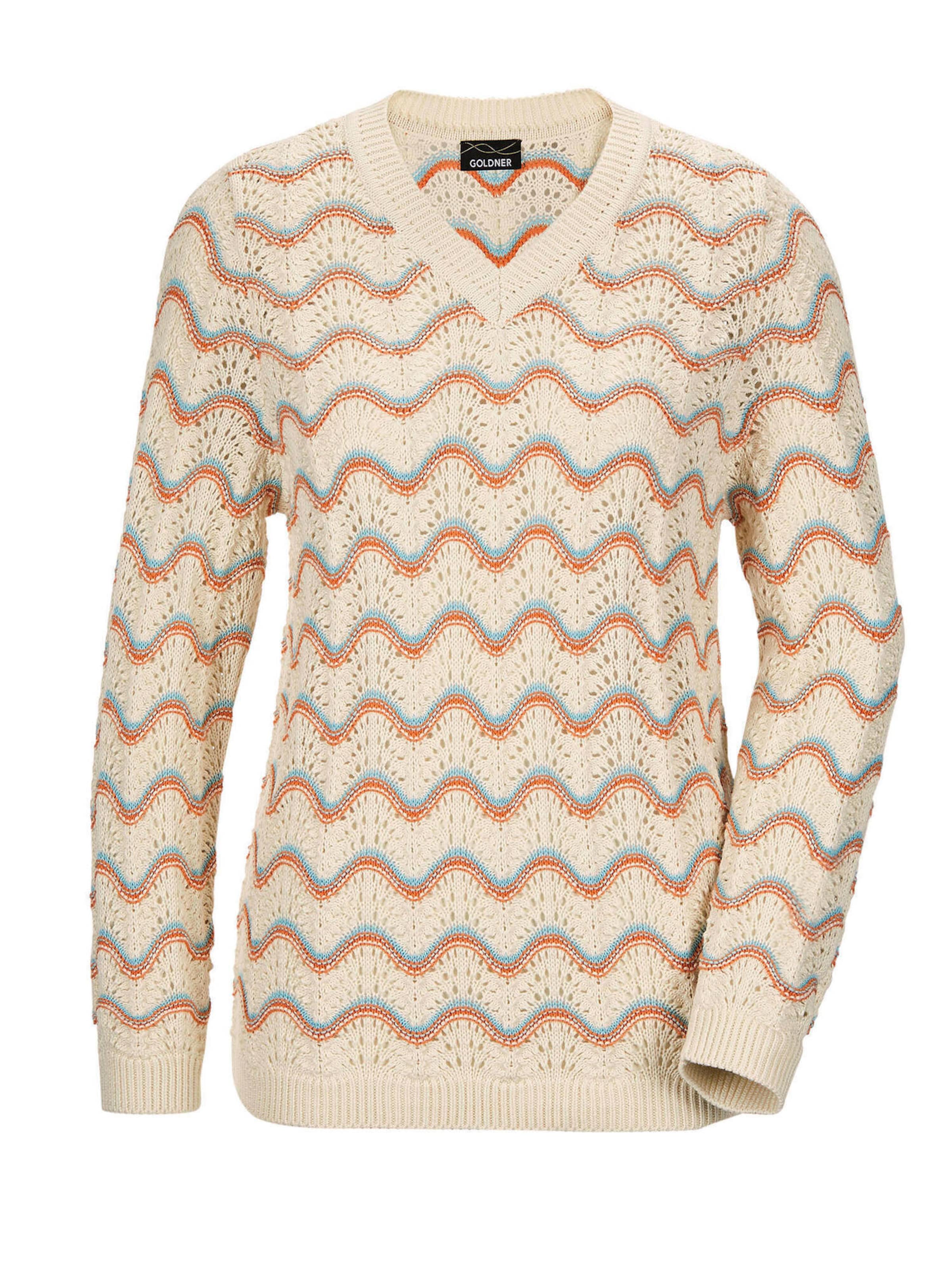 Goldner Trui in de kleur Crème / Blauw / Oranje, Productweergave