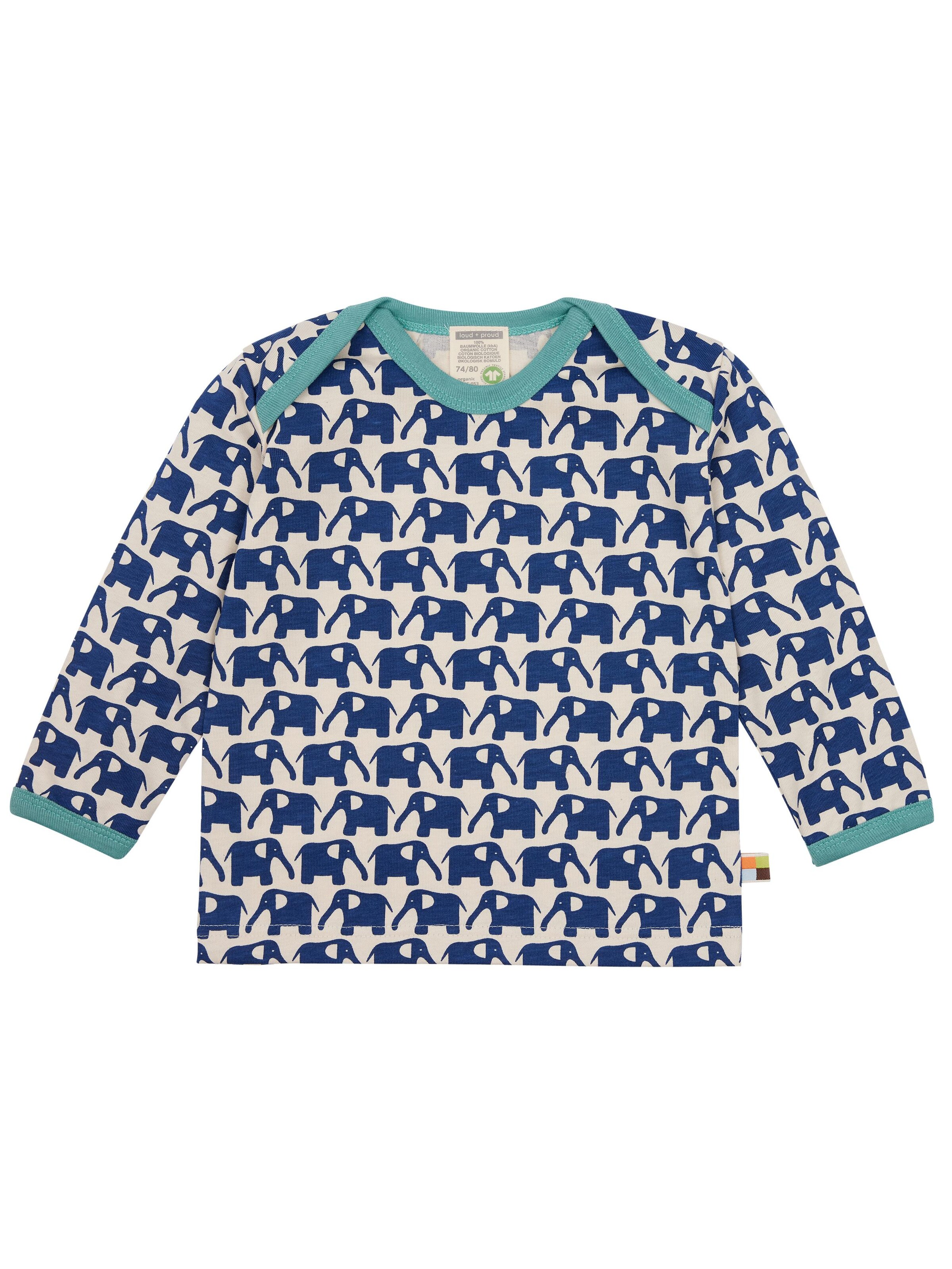 loud + proud Shirt 'Elefanten' in Blue: front