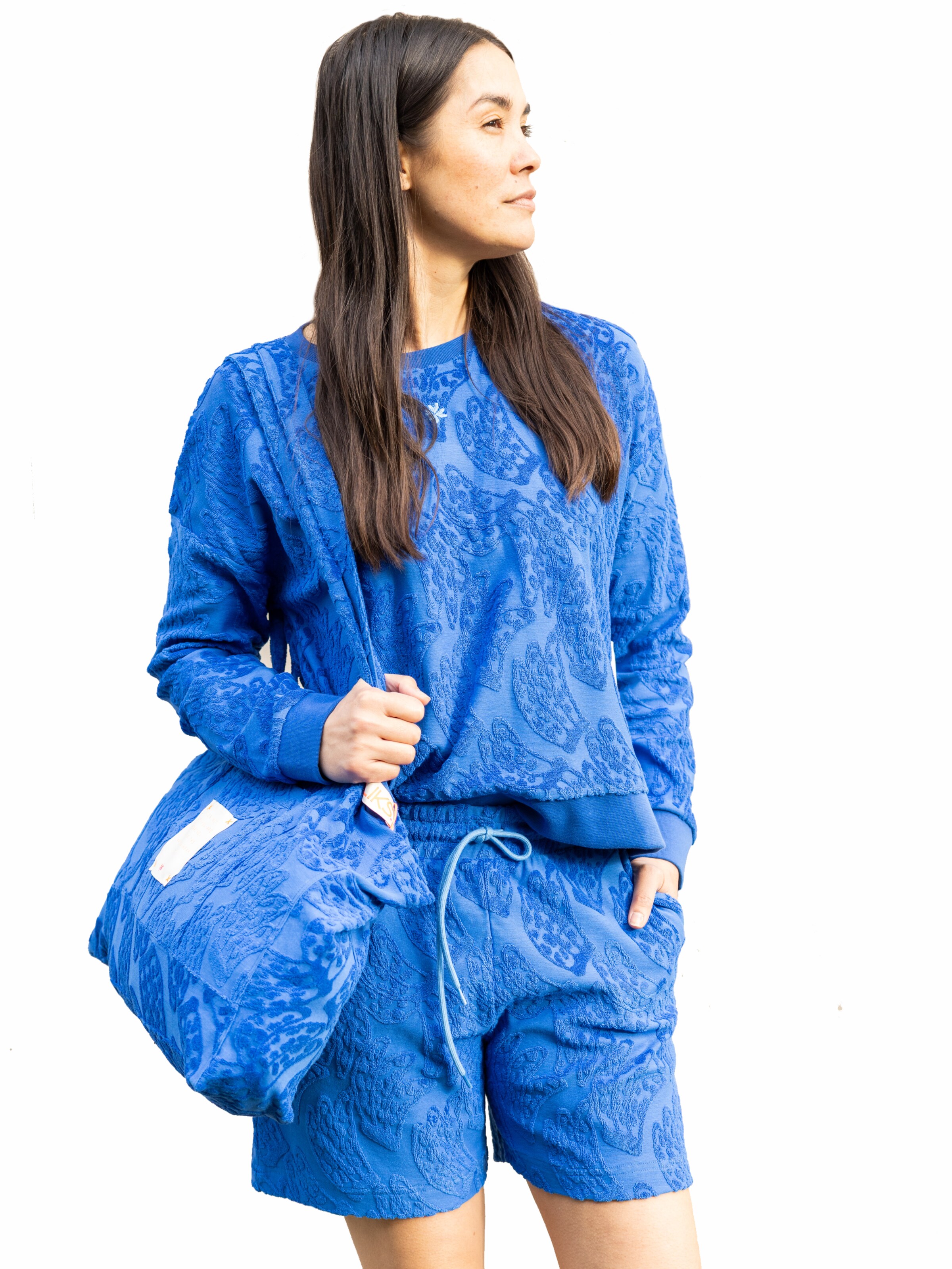 LIKS. Munich - regular Pantalón 'Kurze Frottee Hose' en azul