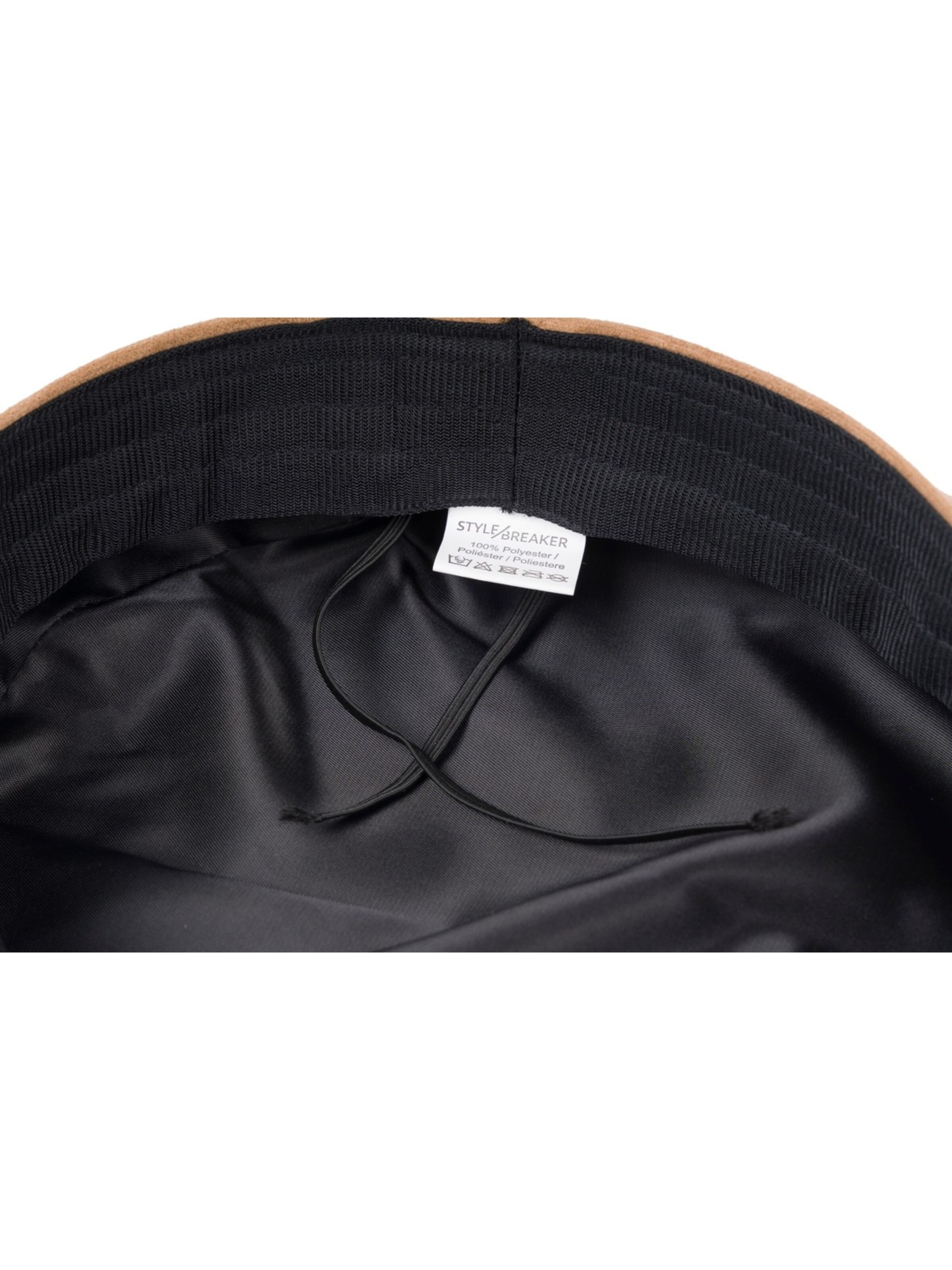 styleBREAKER Beanie 'Ballonmütze Einfarbig Veloursleder Optik' in Beige