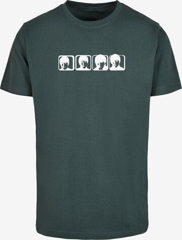 Merchcode Shirt 'Beatles - Four Heads' in Groen: voorkant