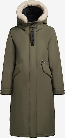 Žieminis paltas 'Agneta-YM' iš khujo, spalva – gelsvai pilka spalva / alyvuogių spalva, Prekių apžvalga