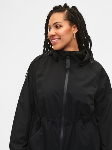 Zizzi Between-Seasons Coat 'MADVENTURE' in Black