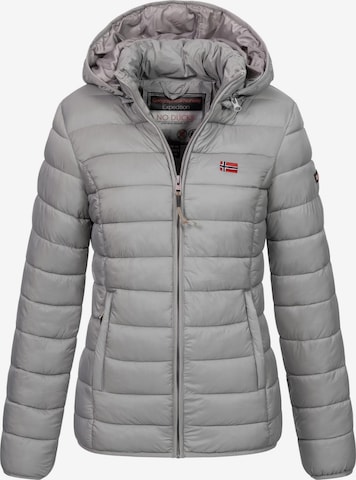 GEOGRAPHICAL NORWAY Winterjacke 'Damen Herbst Winter Jacke Steppjacke Outdoor Übergangs leicht Kapuze' in Grau: Vorderseite