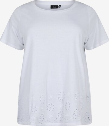 Zizzi Shirt 'Casy' in Wit: voorkant