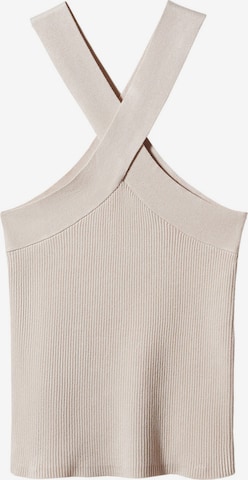 MANGO Gebreide top 'REPLIK' in Beige: voorkant