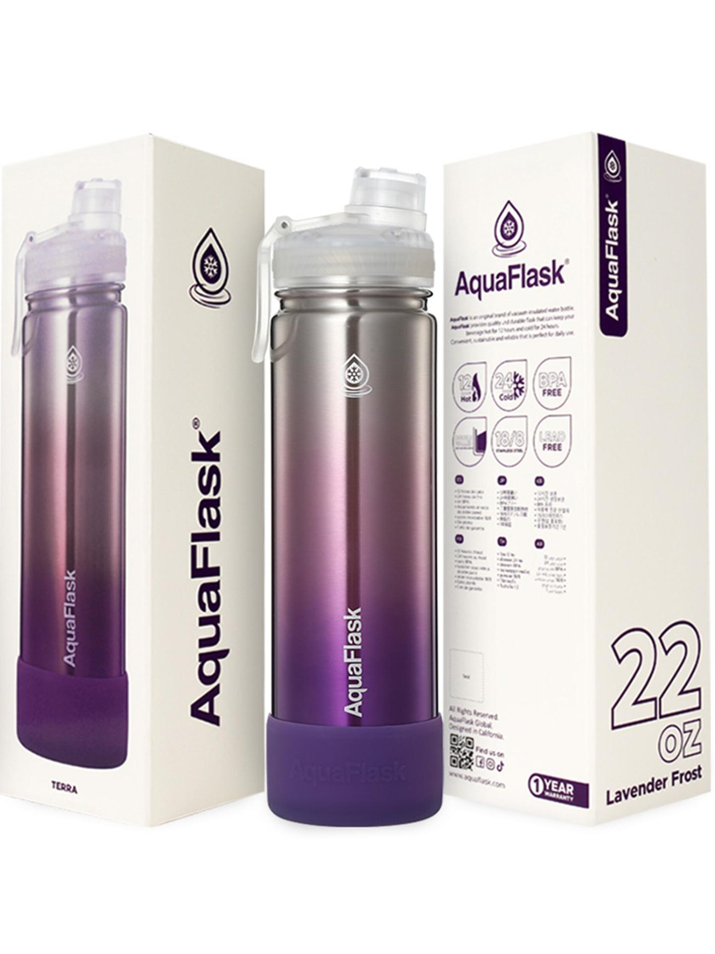 AquaFlask Láhev na vodu 'AquaFlask Termoláhev TERRA  650 ml' – fialová
