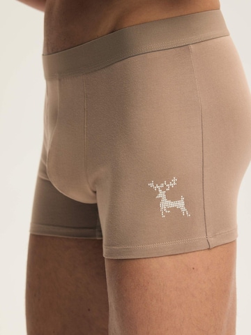 ESOTIQ Boxershorts 'Boxershorts Doppelpack aus Baumwolle Mix Atmungsaktiv bequem Aura' in Beige