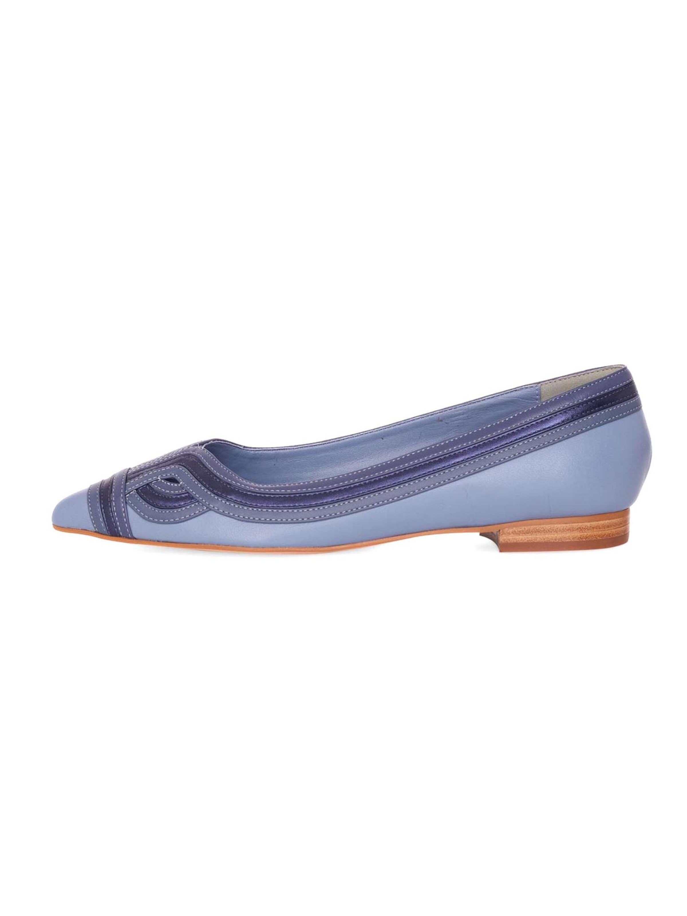 Ballerina 'Begonia Ballerinas Damen Leder Blau - flach' di Mangara Atelier in blu: frontale