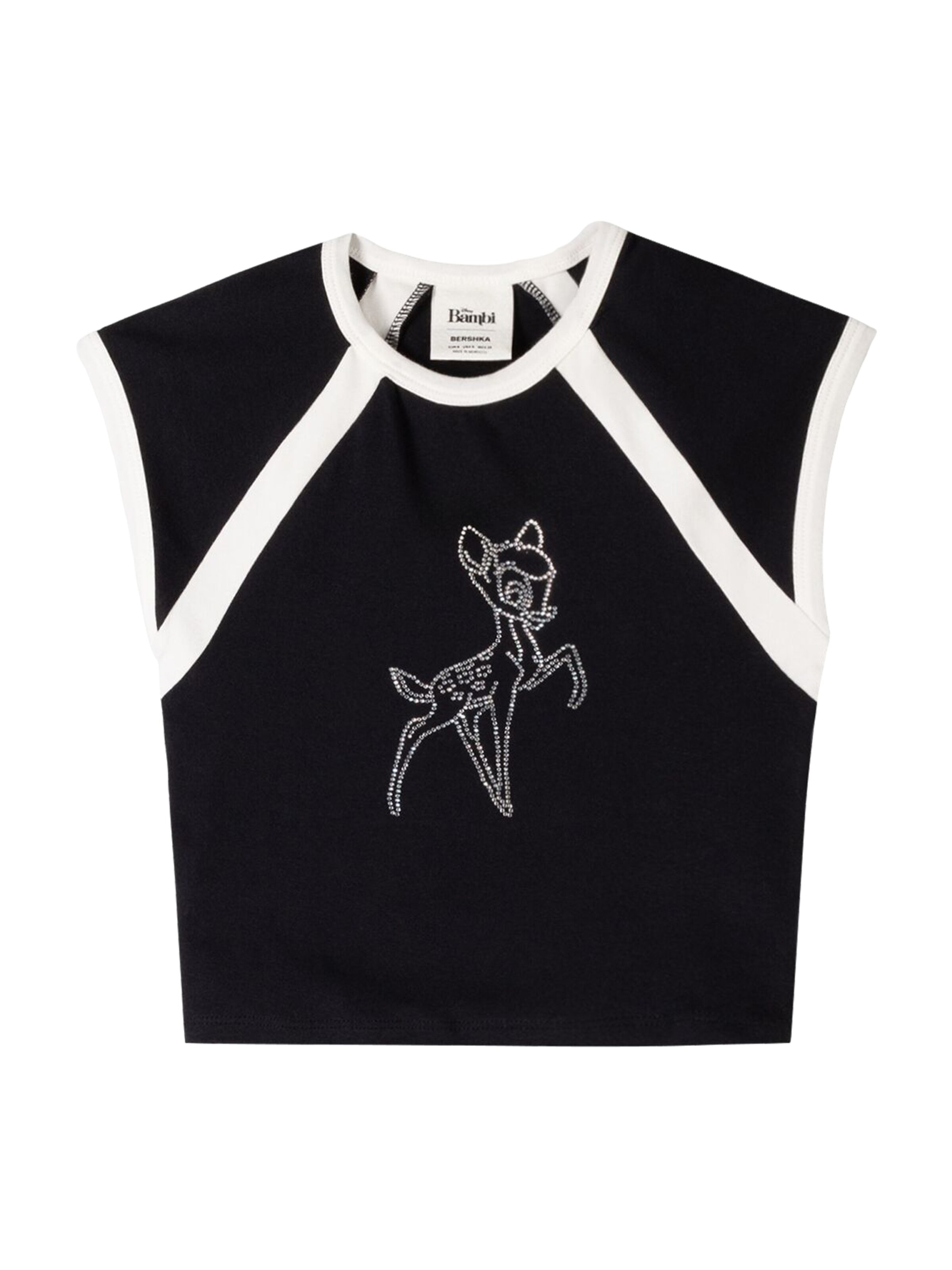 BershkaMajica - crna boja: prednji dio