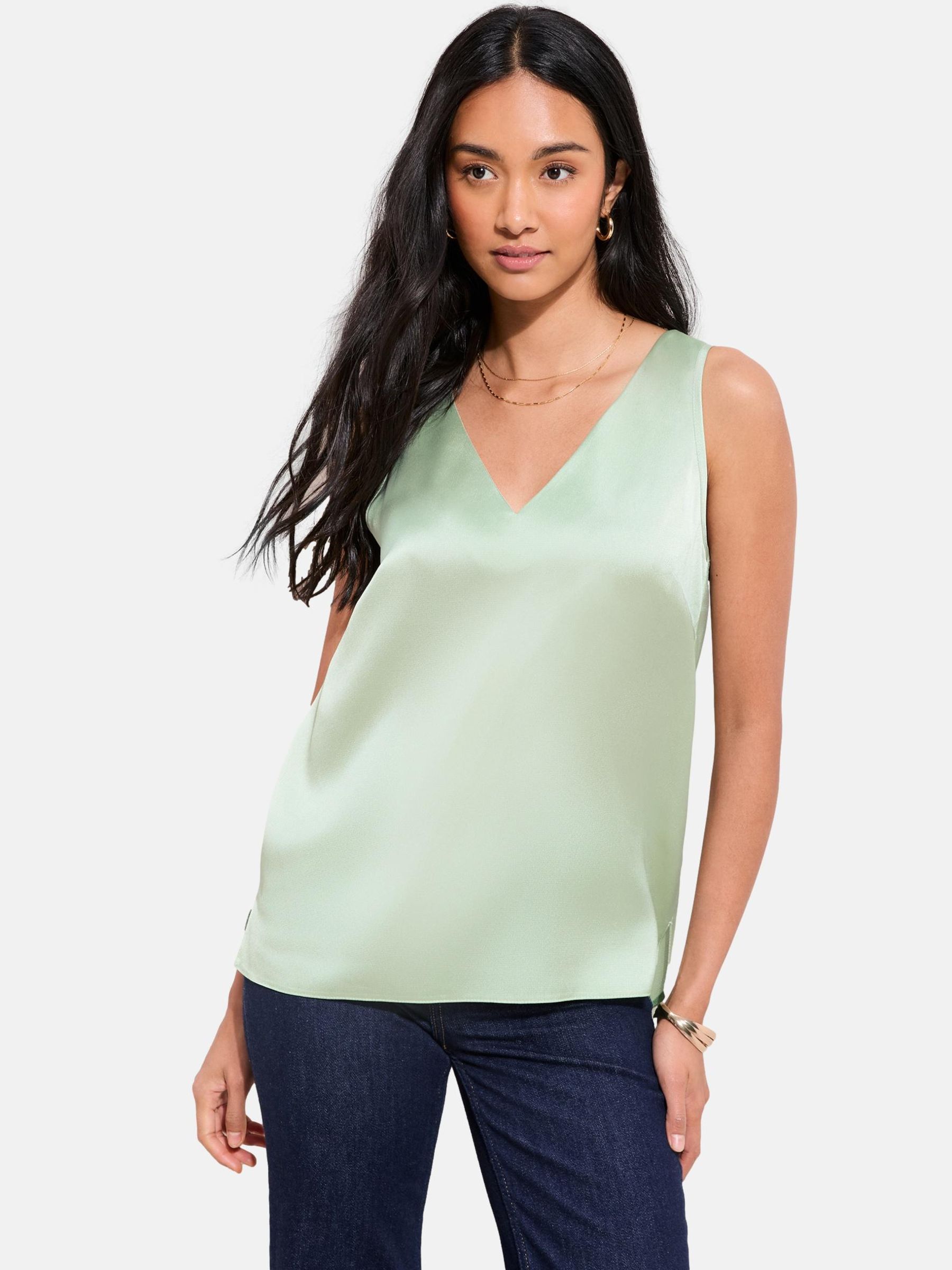 Top Canottiera Donna Senza Maniche In Poliestere – Scollo A Spalline, Sexy Schiena Scoperta, Colore Verde, Taglia 40/42, Perfetto Per Ogni Stagione