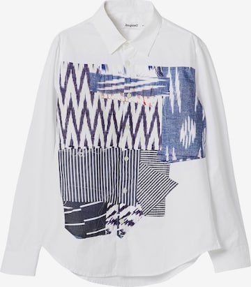 Coupe regular Chemise 'Ikat' Desigual en blanc : devant