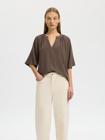 SELECTED Blouse 'SLFVIVA' in Bruin: voorkant