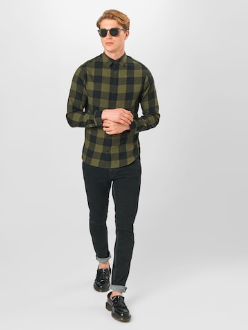 JACK & JONES Слим Рубашка 'Gingham' в Зеленый