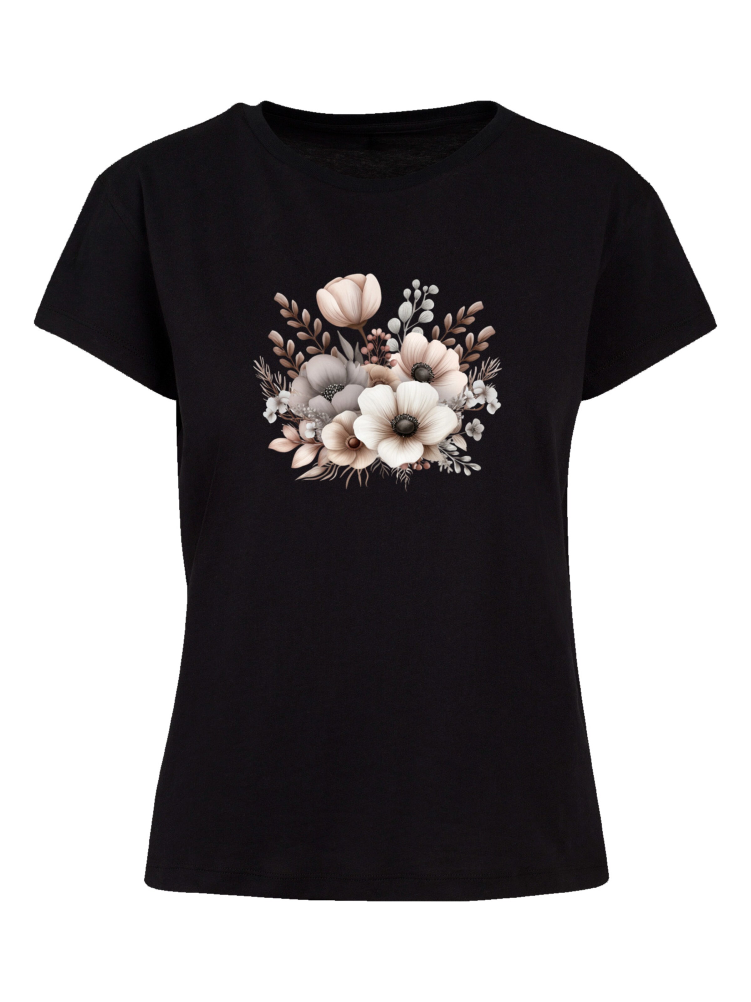 F4NT4STIC Shirt 'Blumenstrauß Boho' in Zwart: voorkant