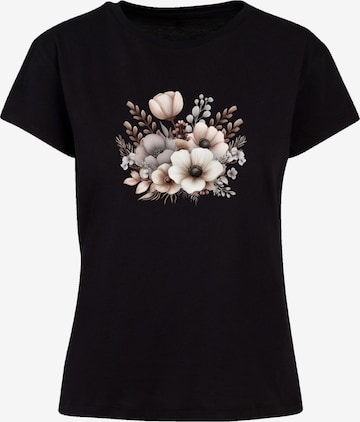 T-shirt 'Blumenstrauß Boho' F4NT4STIC en noir : devant