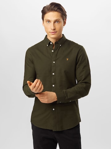 FARAH Slim fit Button Up Shirt 'BREWER' in Green: front