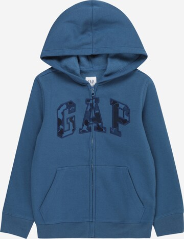 GAP Суичъри с качулка 'V-FRCH FLEECE HERITAGE LOGO FZ HOOD' в синьо: отпред