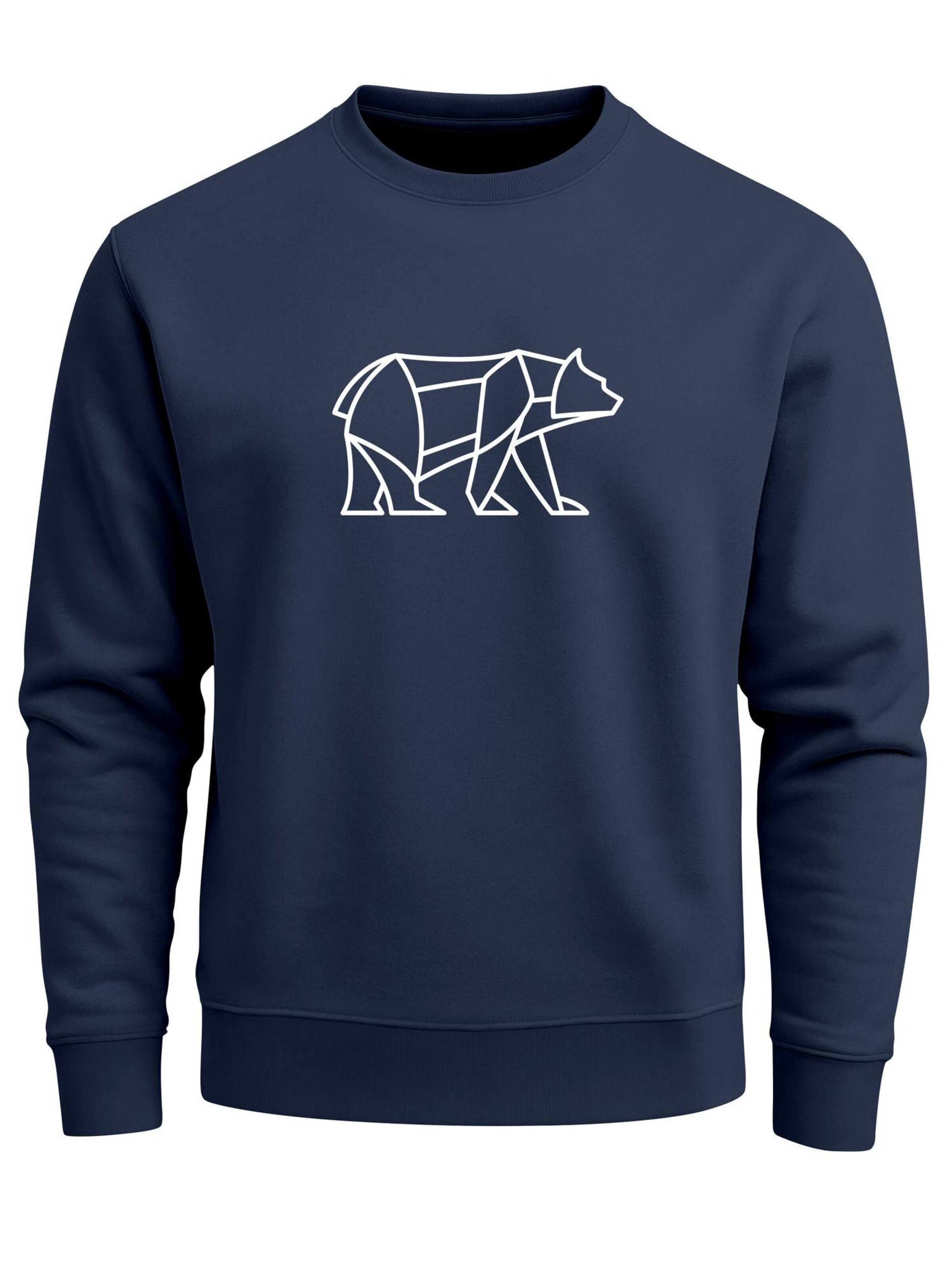 Neverless Sweatshirt 'Bär Lineart Polygon' in Blue: front