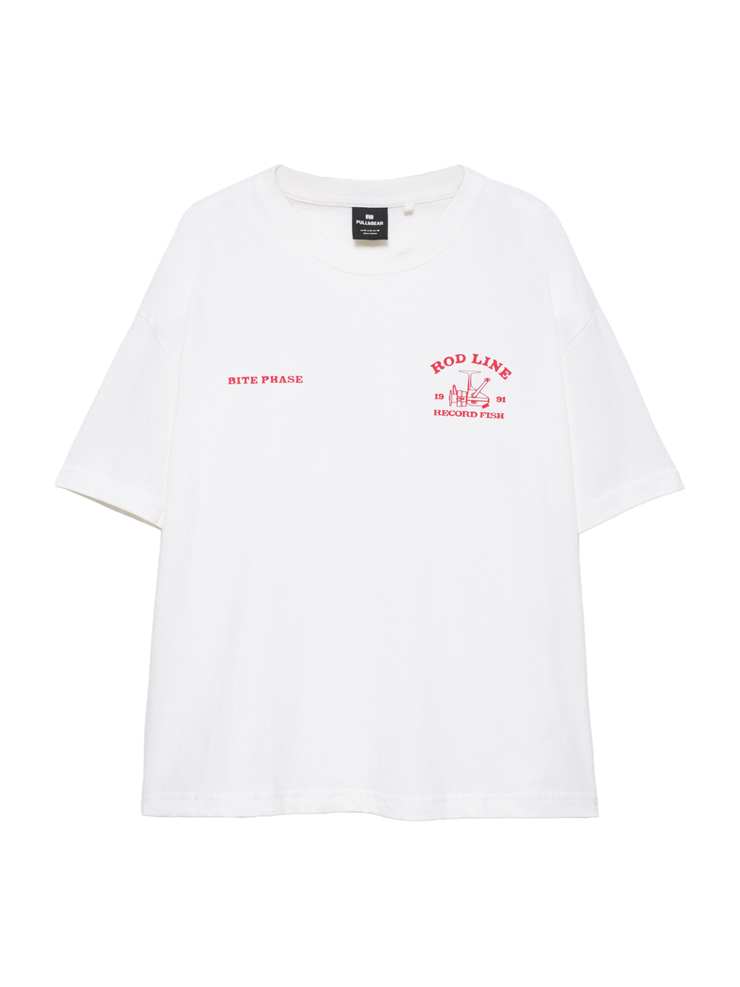 Pull&Bear T-Shirt 'STWD' in taubenblau / rot / schwarz / weiß, Produktansicht
