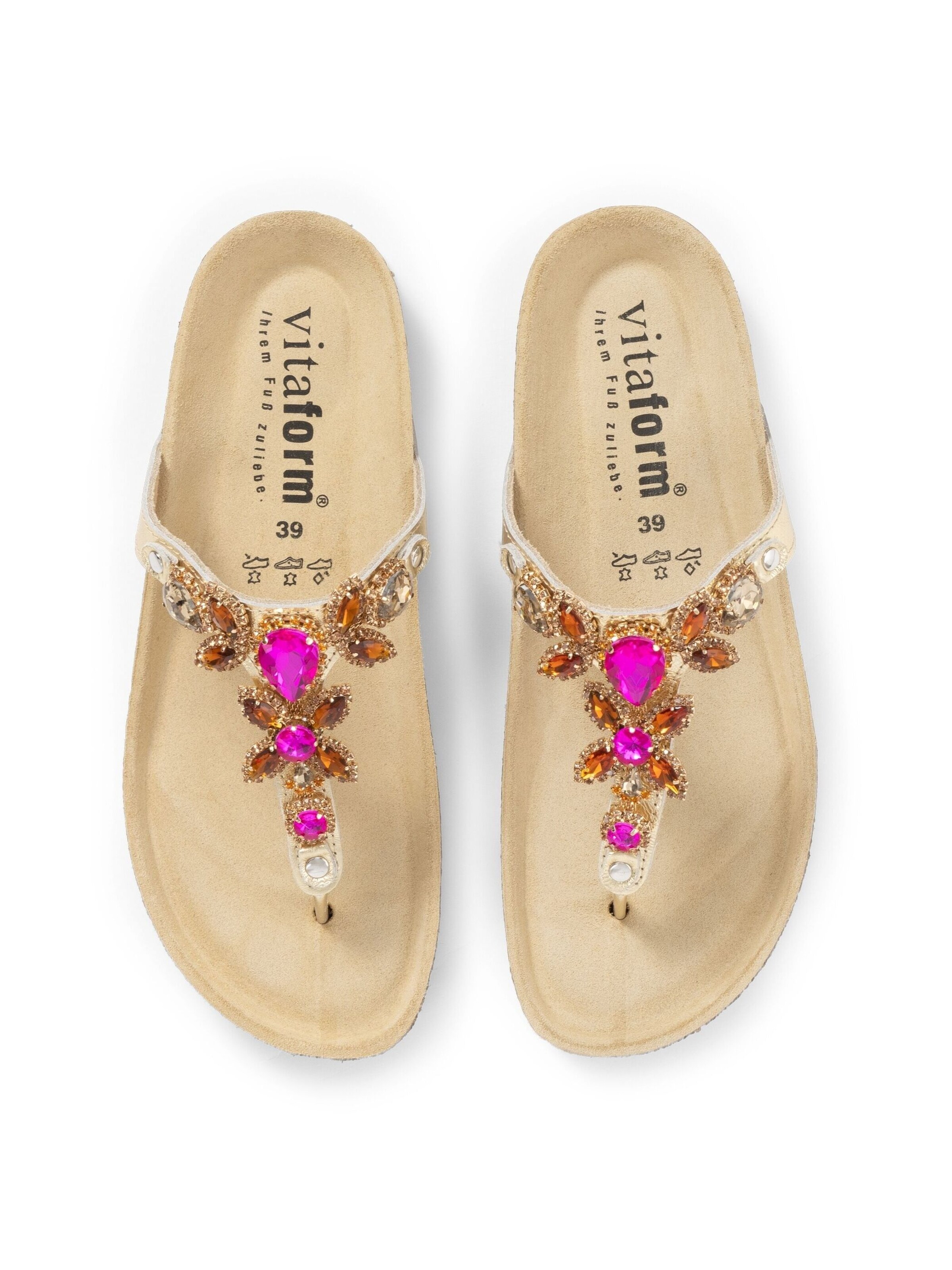 VITAFORM T-Bar Sandals in Gold