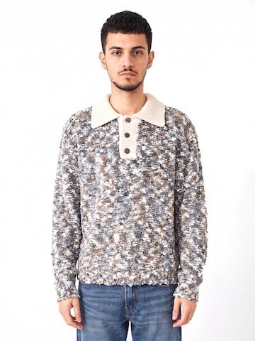 Obey Pullover 'Reuben Sweater Polo Grey / Multi -- Men's Long Sleeve Polo Grey / Multicolor Men' i grå