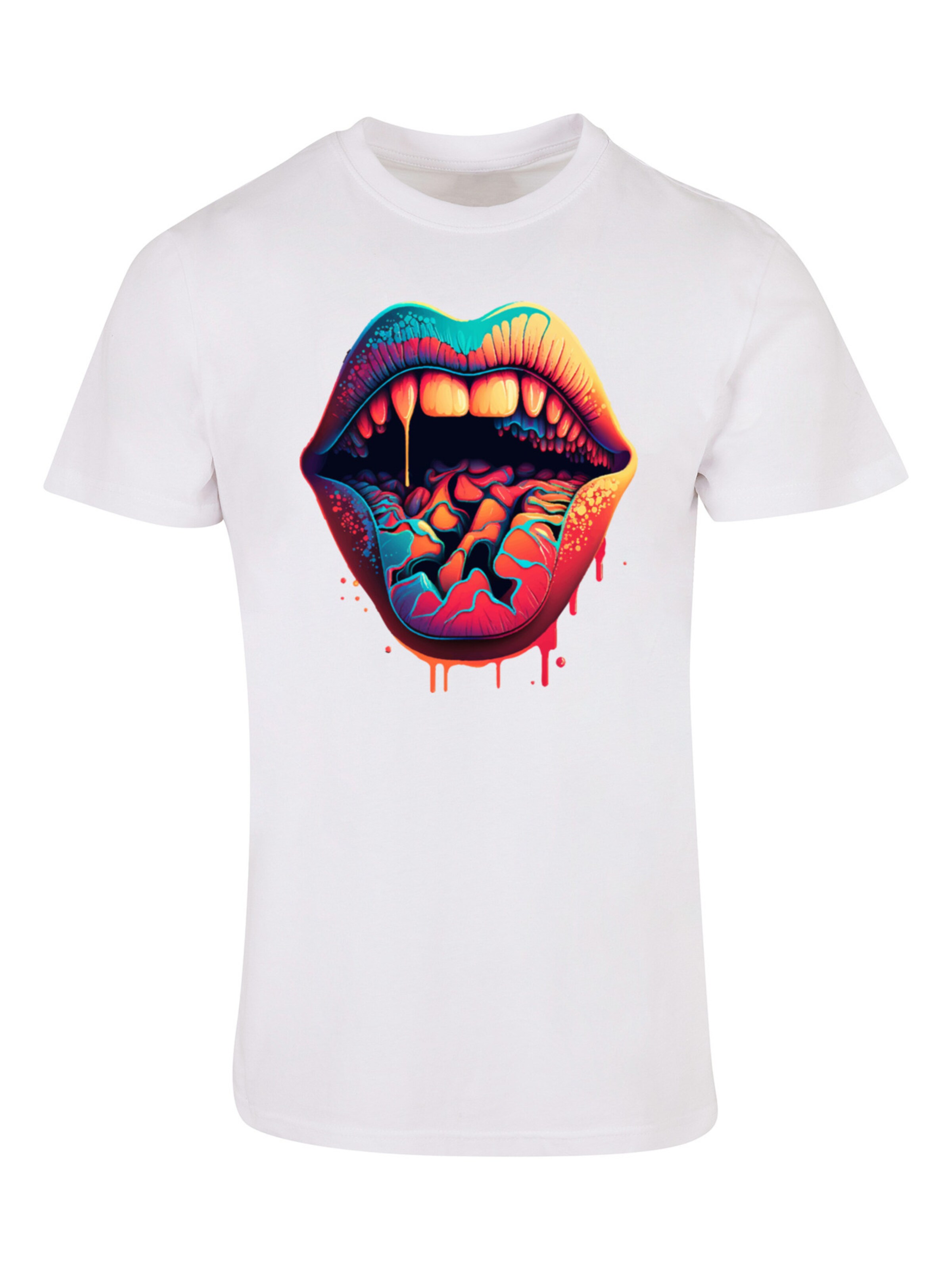 F4NT4STIC Shirt 'Drooling Lips' in White: front