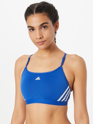 ADIDAS SPORTSWEAR - Soutien Bustier Soutien de desporto 'Aeroreact Light-Support 3-Stripes' em azul: frente