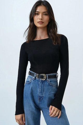 T-shirt Trend Alaçatı Stili en noir : devant