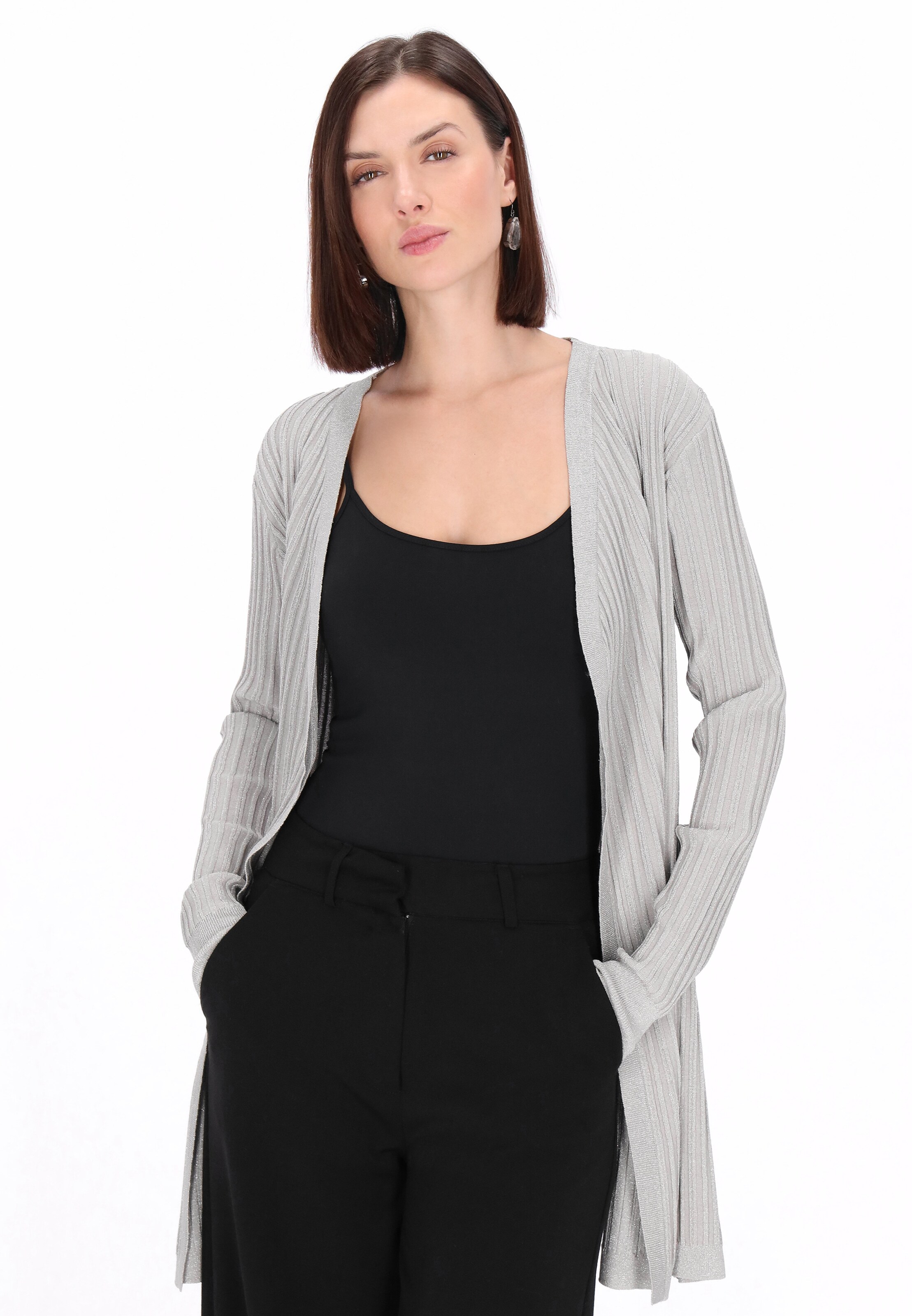 usha BLACK LABEL - Casaco de malha 'Classic' em cinzento: frente