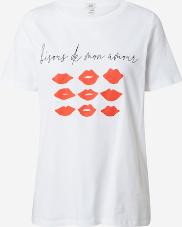 River Island T-Shirt 'Mini Lips Biscous' in Weiß: predná strana