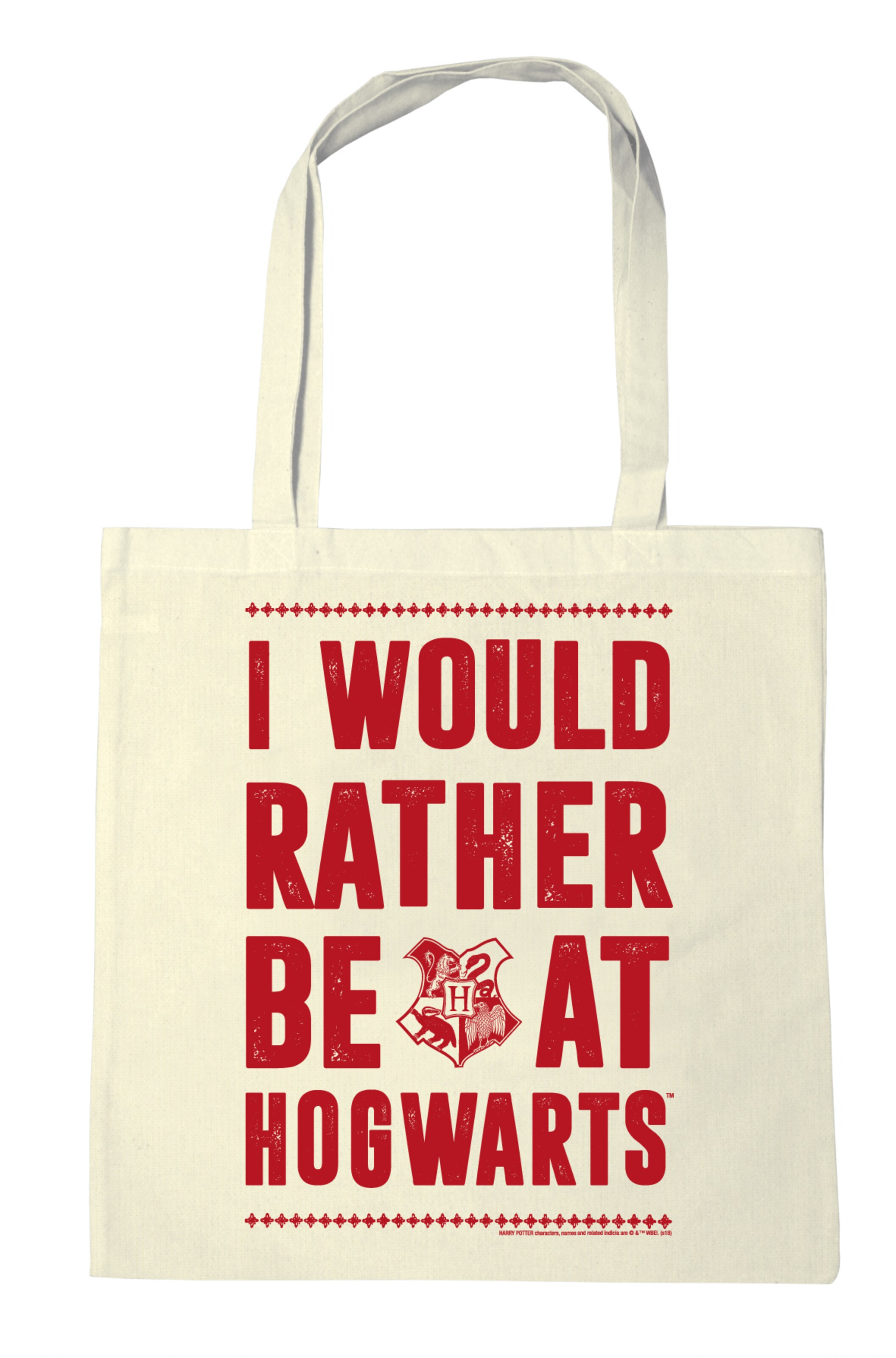 LOGOSHIRT Shopper 'Harry Potter - I Would Rather Be At Hogwarts' in Beige: front